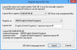 KbdEdit Screenshot -- Import Layout Dialog