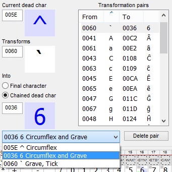 KbdEdit diacritic transformation chained dead key