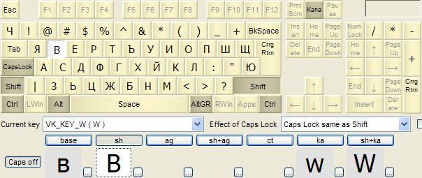 KbdEdit example Bulgarian phonetic Shift state upper case