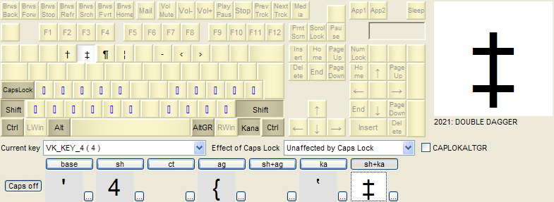 KbdEdit example French multilingual shift+kana state
