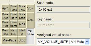 KbdEdit example media keys mapped to numeric keypad