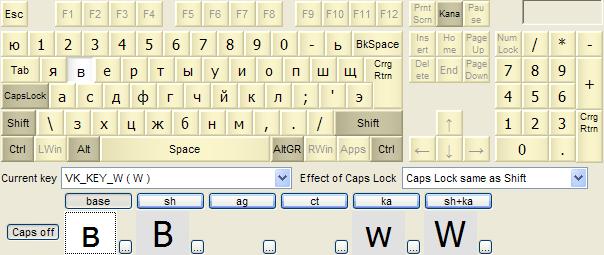 KbdEdit example Russian phonetic base State ЯВЕРТЫ lower case