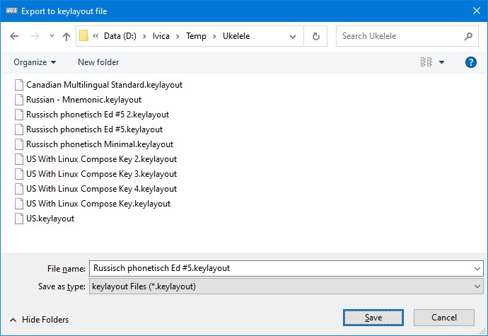 KbdEdit dialog Export keyboard layout to Apple Mac keylayout file