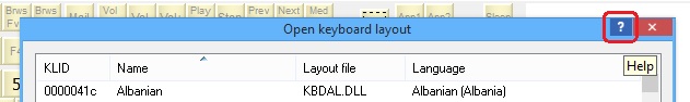 KbdEdit dialog title bar help button