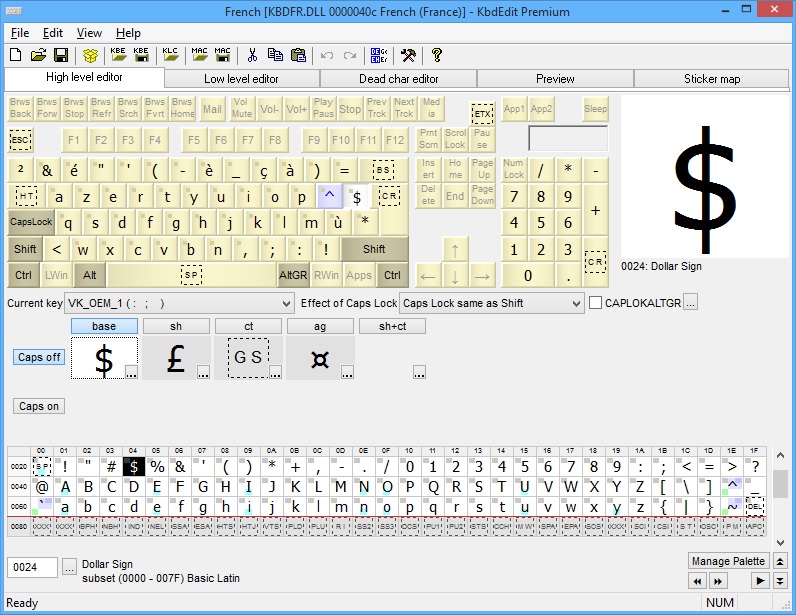 KbdEdit Screen shot High level editor