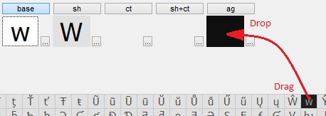 KbdEdit drag drop from Unicode palette to a modifier position of the current key