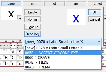 KbdEdit key Unicode mapping popup dialog dead key