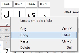 KbdEdit dialog Ligature editor clipboard operations