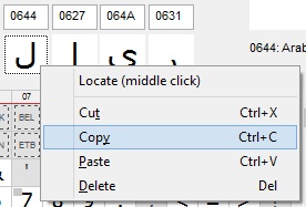 KbdEdit dialog Ligature editor clipboard operations