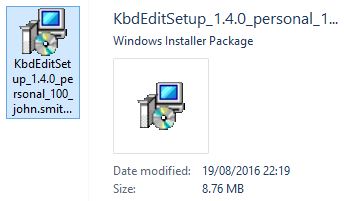KbdEdit setup MSI package