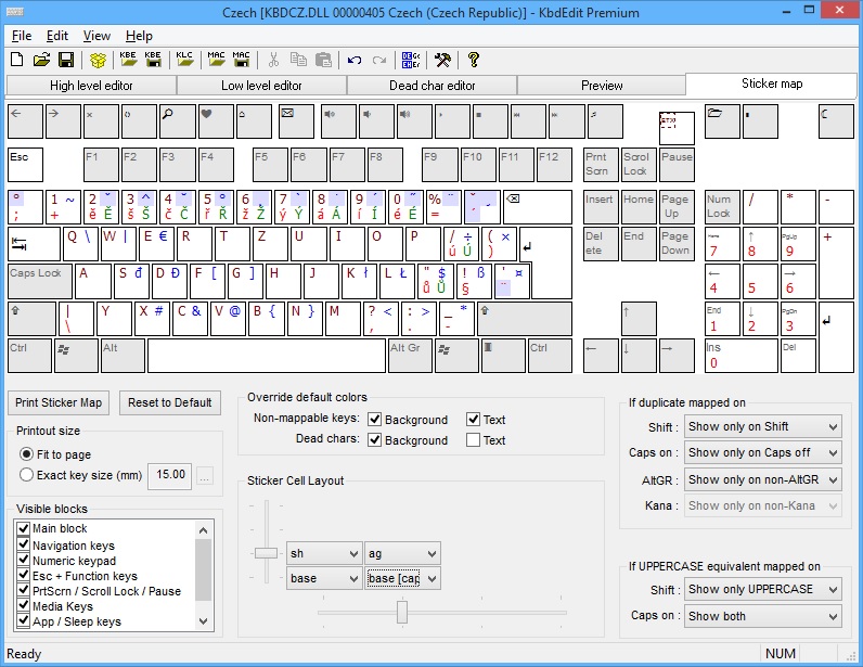 KbdEdit Screen shot Sticker map editor