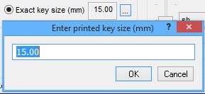 KbdEdit screenshot Sticker Map setting printout size in milimeters