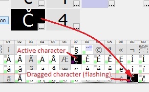 KbdEdit Unicode palette character drag visual feedback