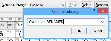 KbdEdit dialog Unicode named subrange rename