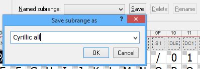 KbdEdit dialog Unicode named subrange save